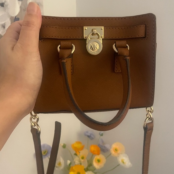 Mini Michael Kors Tan Satchel with Gold Accents